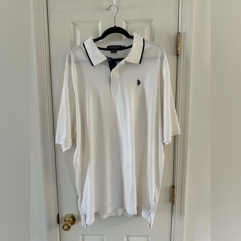 U.S. Polo Assn 2XLT White Polo Shirt Big & Tall Luxury Performance 100% cotton